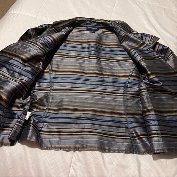Ann Taylor Striped 100% Silk Wrap Blouse - Picture 14 of 16